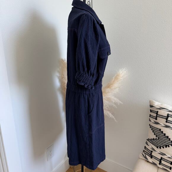 Revolve FRNCH Gabriella Navy Ruffle Sleeve Cotton Gauze Mini Dress Size M - Picture 4 of 9